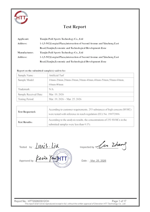 REACH Report of Artficial Turf